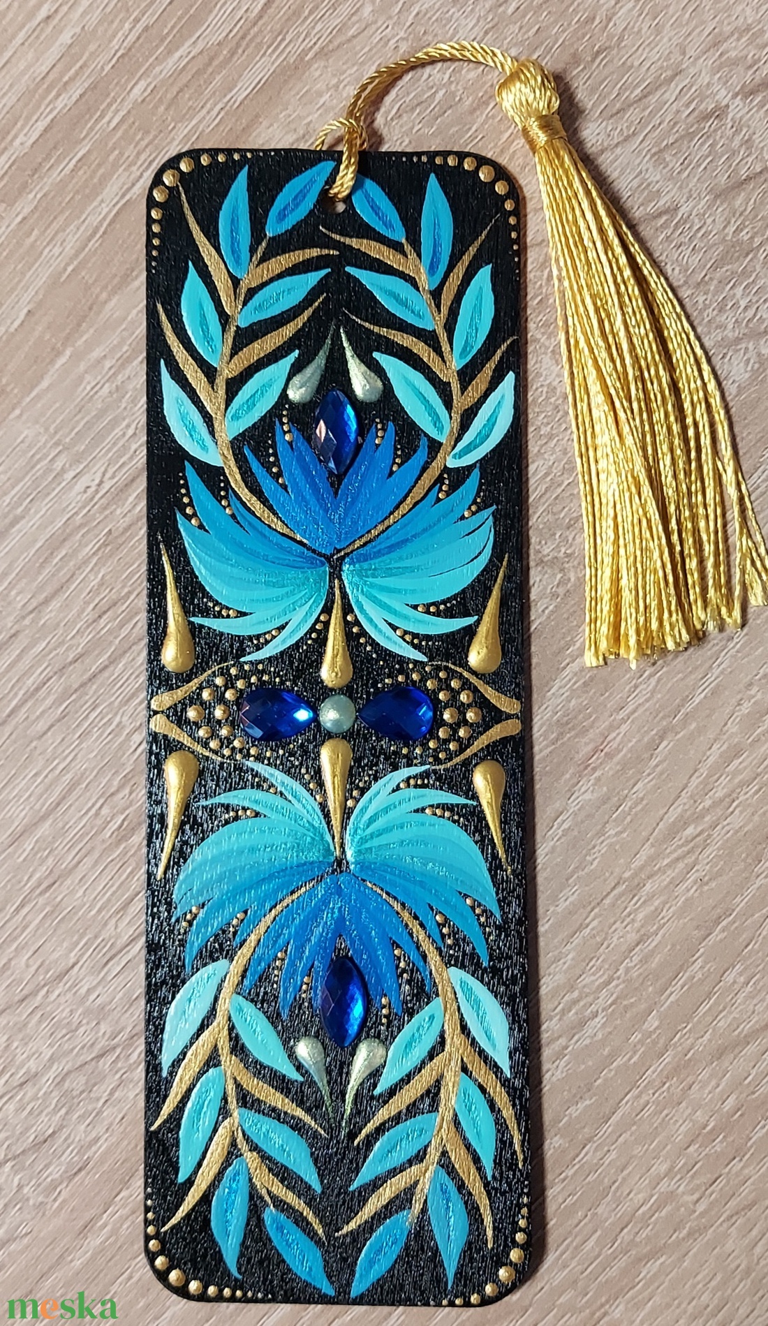 Kézzel festett mandalás könyvjelző óceános színvilággal - otthon & életmód - dekoráció - spiritualitás - mandala - Meska.hu