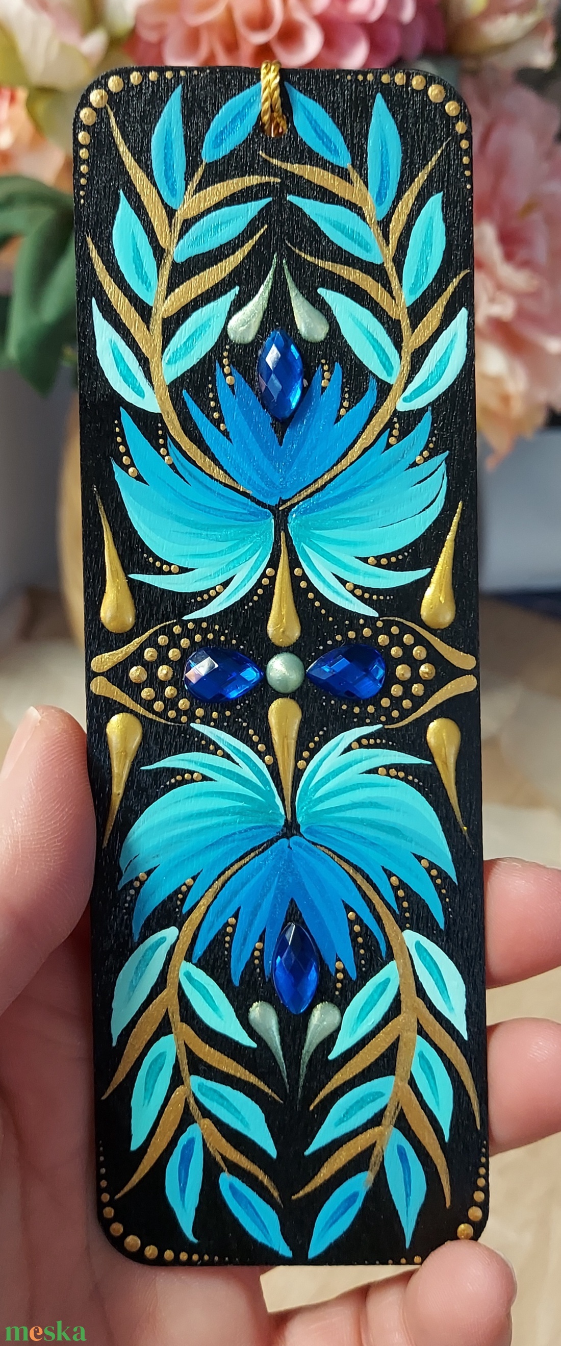 Kézzel festett mandalás könyvjelző óceános színvilággal - otthon & életmód - dekoráció - spiritualitás - mandala - Meska.hu