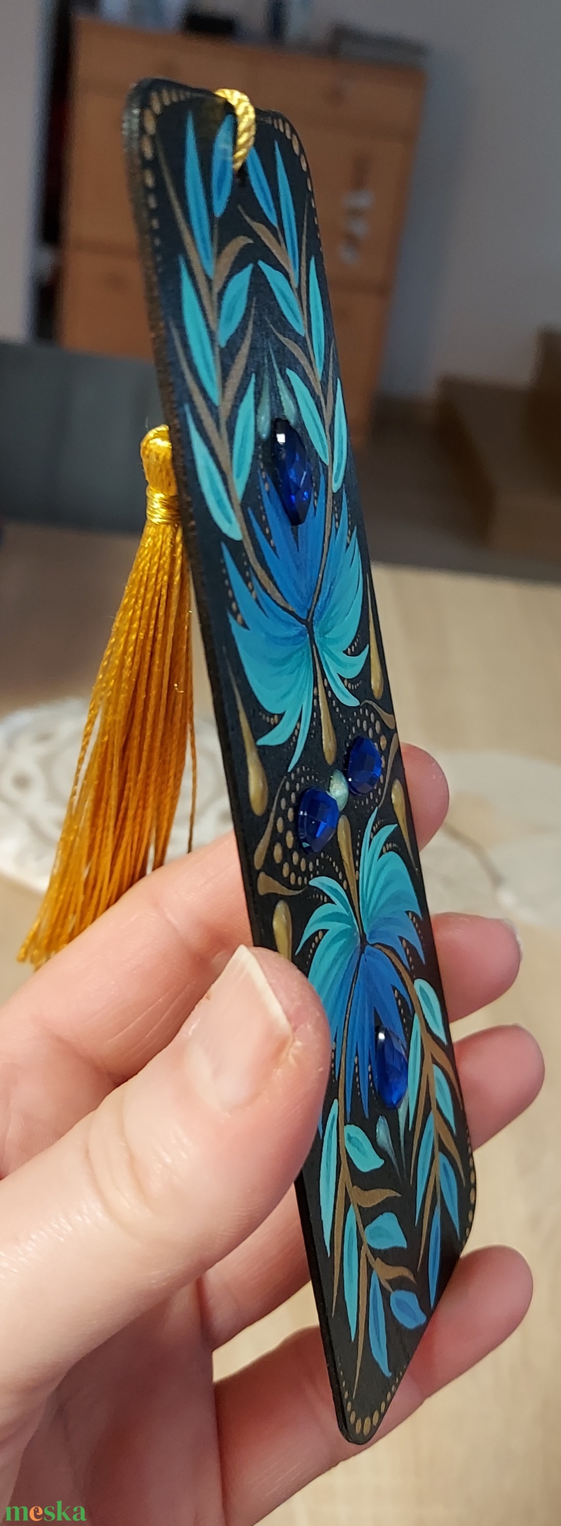 Kézzel festett mandalás könyvjelző óceános színvilággal - otthon & életmód - dekoráció - spiritualitás - mandala - Meska.hu