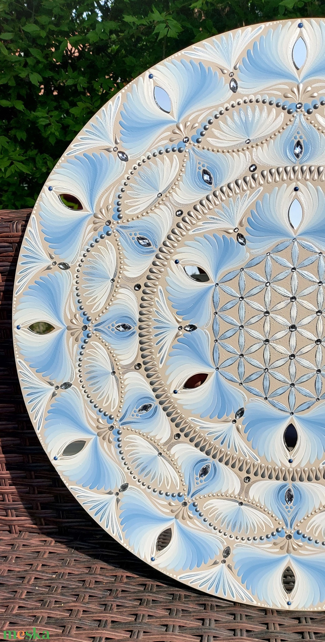 50 cm-es kékes Élet virága mandala - otthon & életmód - dekoráció - spiritualitás - mandala - Meska.hu