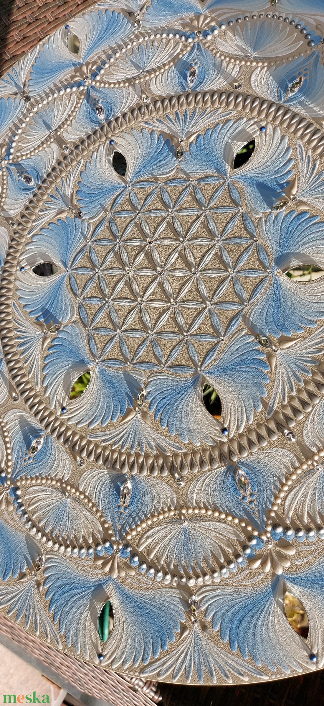 50 cm-es kékes Élet virága mandala - otthon & életmód - dekoráció - spiritualitás - mandala - Meska.hu