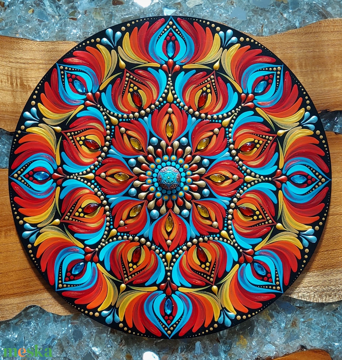 25 cm-es vibráló élénk színű kis mandala - otthon & életmód - dekoráció - spiritualitás - mandala - Meska.hu