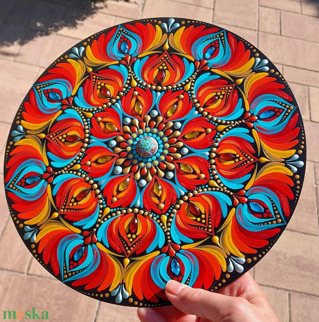 25 cm-es vibráló élénk színű kis mandala - otthon & életmód - dekoráció - spiritualitás - mandala - Meska.hu