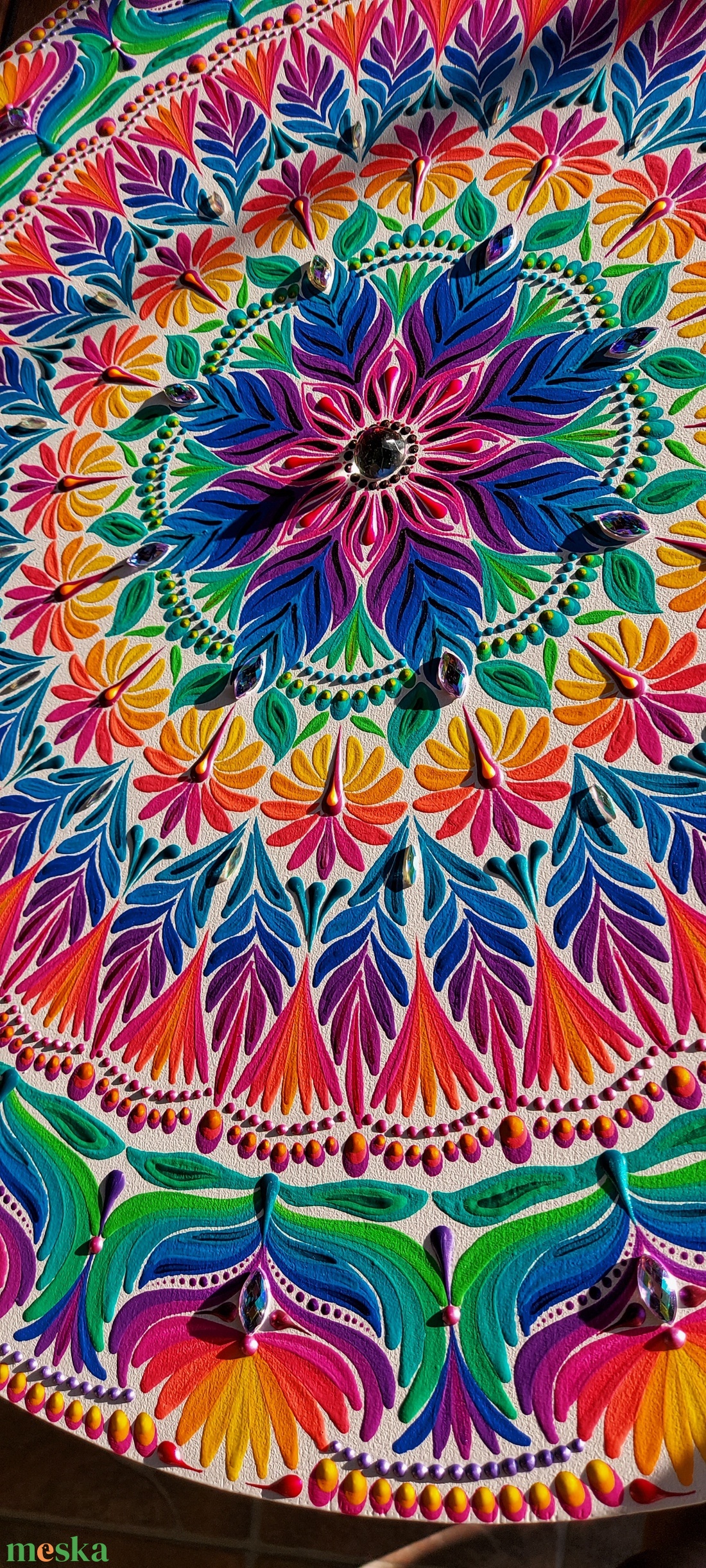55 cm-es Varázslatos kert mandala vibráló szivárvány színekkel - otthon & életmód - dekoráció - spiritualitás - mandala - Meska.hu