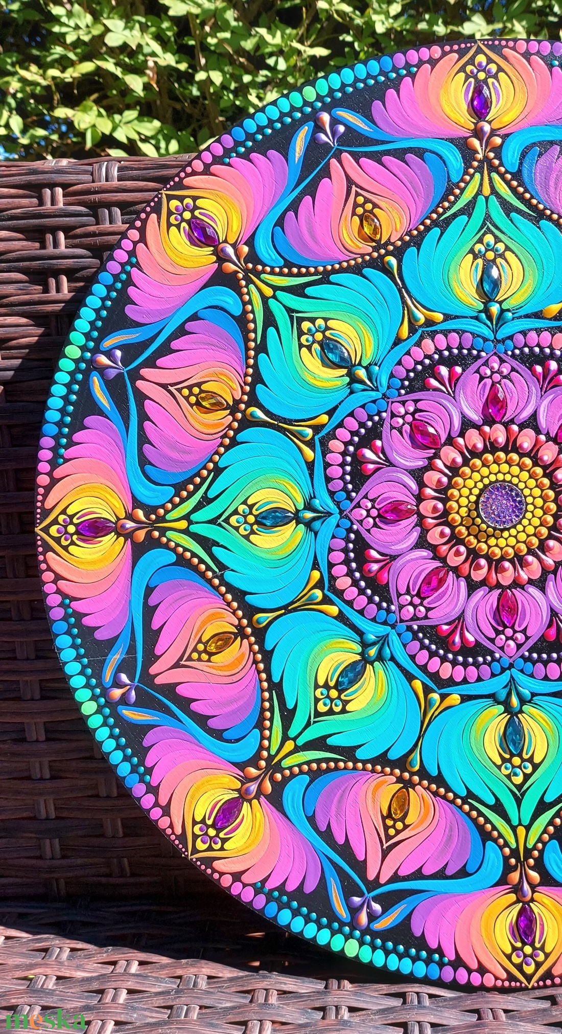 38 cm-es vibráló szivárvány mandala - otthon & életmód - dekoráció - spiritualitás - mandala - Meska.hu