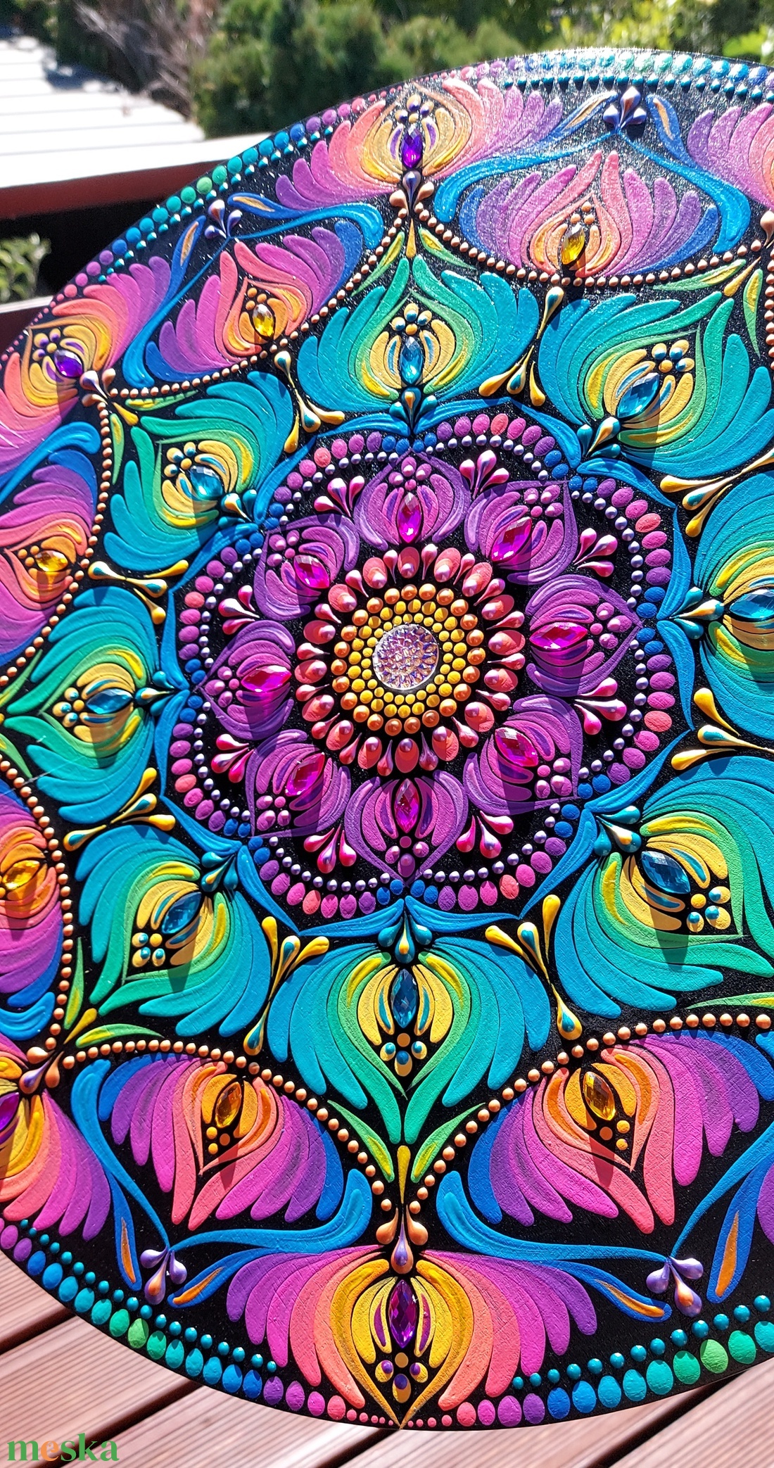 38 cm-es vibráló szivárvány mandala - otthon & életmód - dekoráció - spiritualitás - mandala - Meska.hu