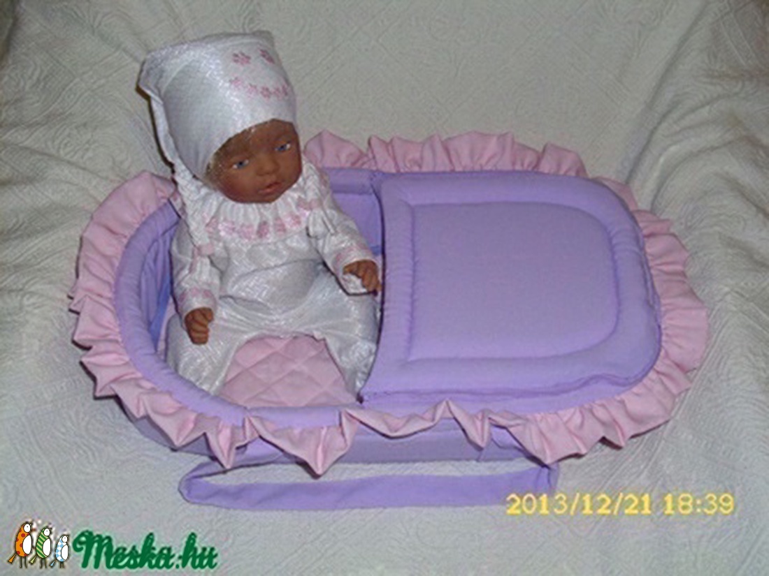 Fodros fedeles mózeskosár 40-48 cm játék babákhoz -  - Meska.hu