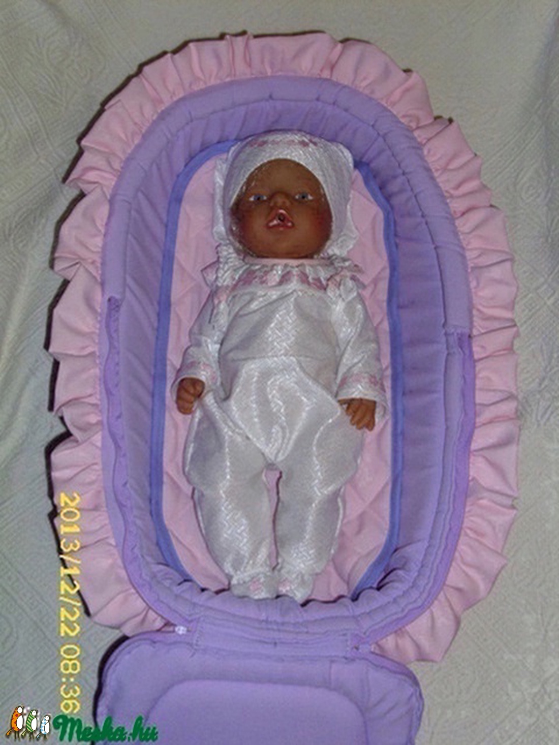Fodros fedeles mózeskosár 40-48 cm játék babákhoz -  - Meska.hu
