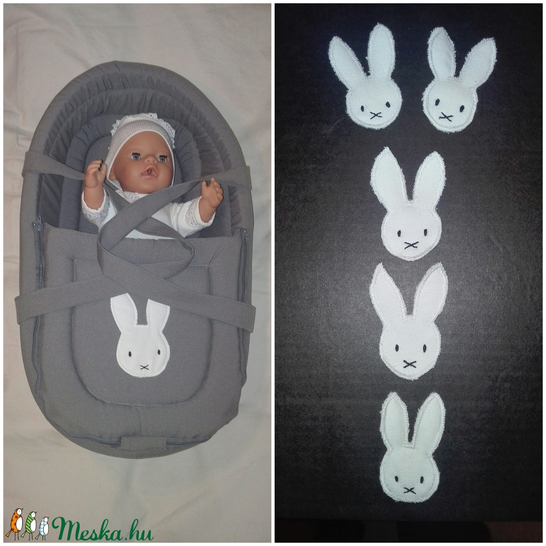 Fedeles mózeskosár 40-50 cm játék babákhoz és 5 db felvarrható nyuszi - - Meska.hu Fedeles mózeskosár 40-50 cm játék babákhoz és 5 db felvarrható nyuszi - - Meska.hu