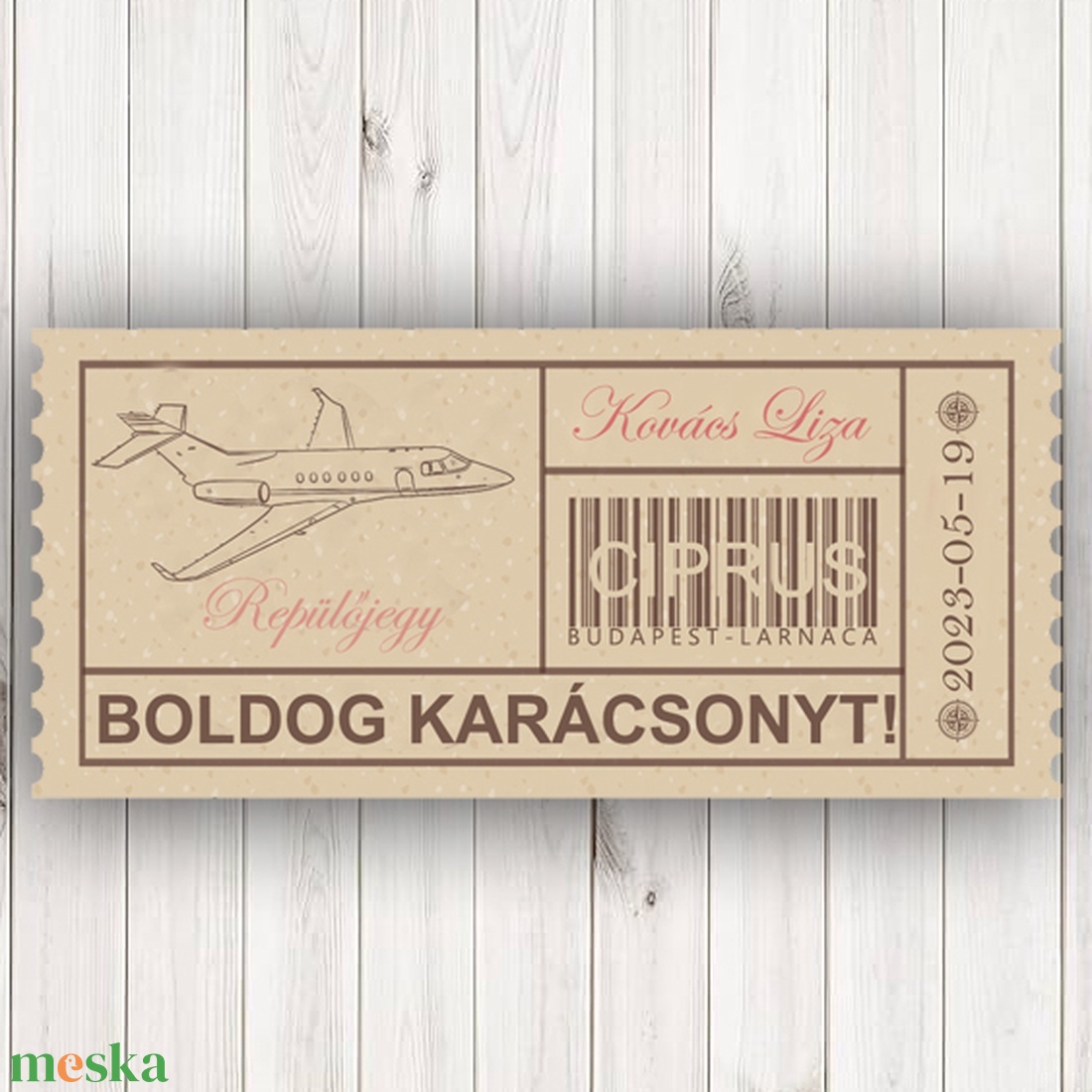 Kaparós repülőjegy bőröndben, utazás, ajándék átadás, élményajándék - karácsony - karácsonyi ajándékozás - karácsonyi képeslap, üdvözlőlap, ajándékkísérő - Meska.hu