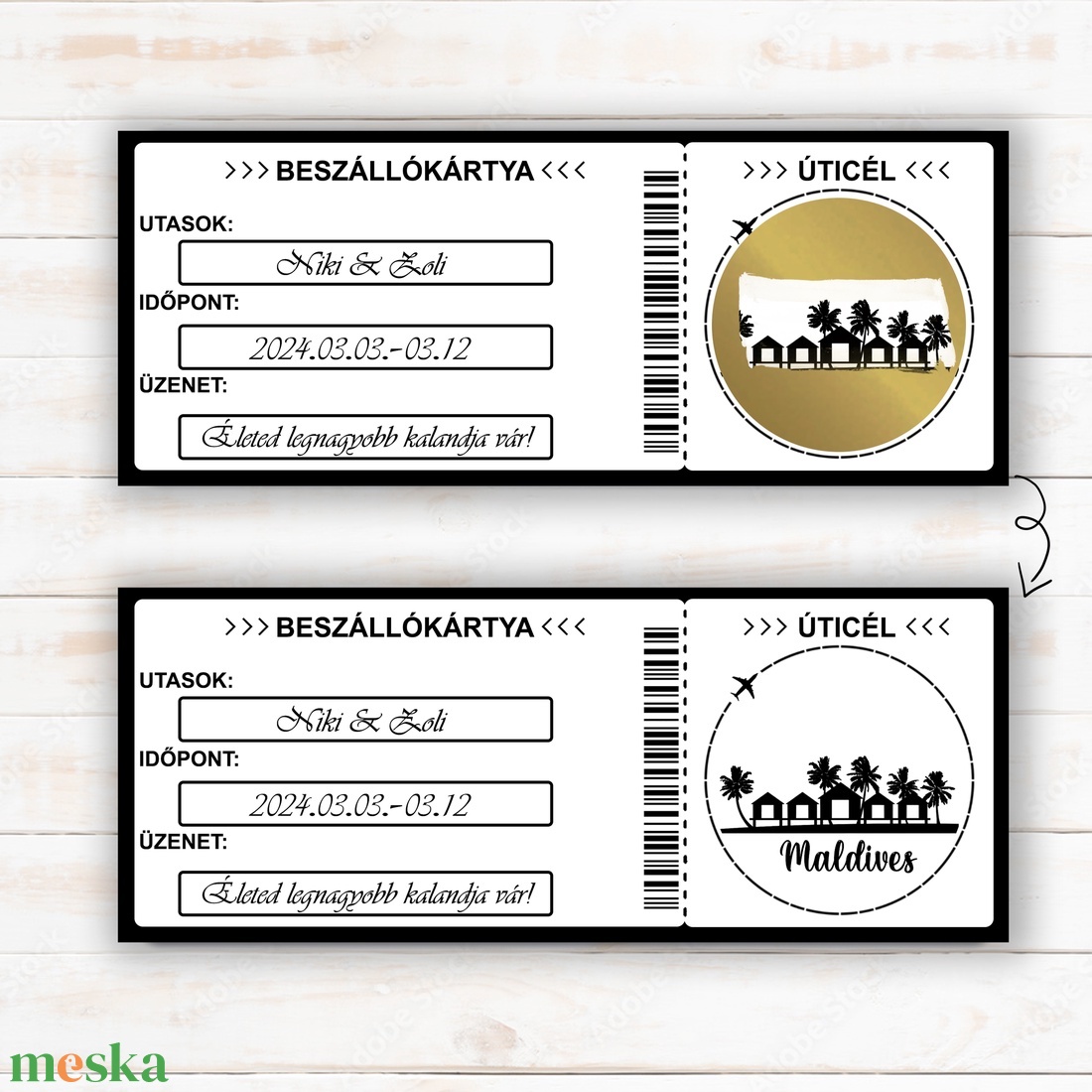 Kaparós képeslap, utazás, beszállókártya, ajándék átadás, élményajándék, repülőjegy, repjegy - karácsony - karácsonyi ajándékozás - karácsonyi képeslap, üdvözlőlap, ajándékkísérő - Meska.hu