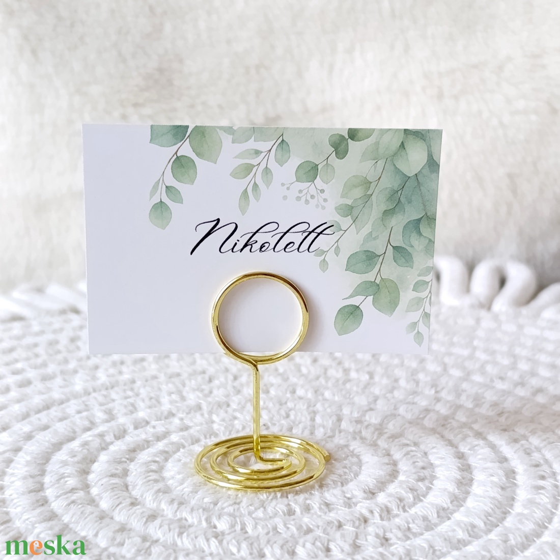 Zöld növényes esküvői ültető kártya, névkártya, névtábla, vendég kártya, asztalkártya, egyedi ültető, esküvői kellék - esküvő - meghívó & kártya - ültetési rend - Meska.hu