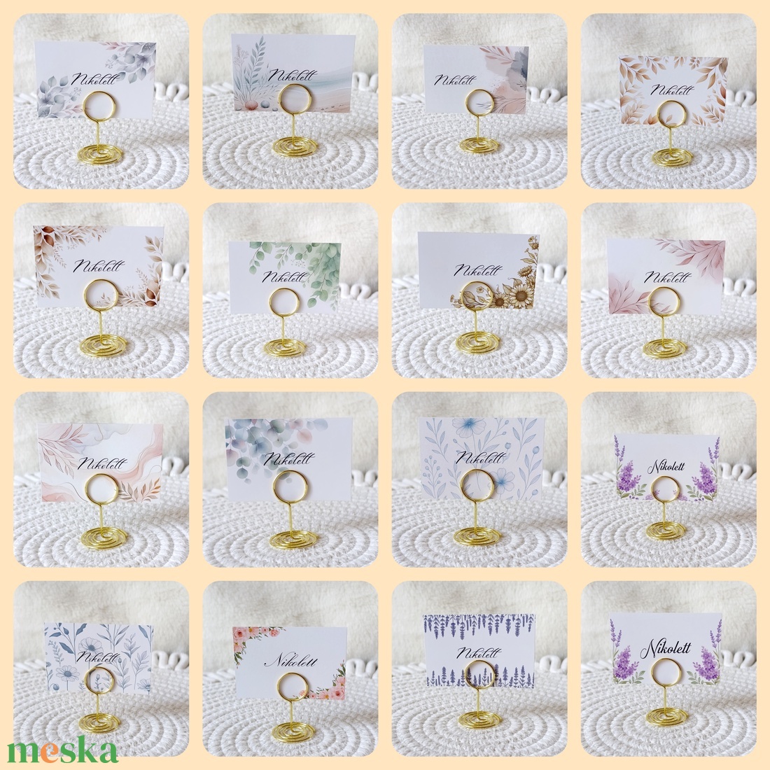 Zöld növényes esküvői ültető kártya, névkártya, névtábla, vendég kártya, asztalkártya, egyedi ültető, esküvői kellék - esküvő - meghívó & kártya - ültetési rend - Meska.hu