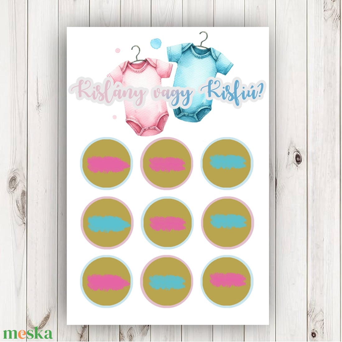 Kisfiú vagy kislány születik? Gender Reveal kaparós kártya, babaváró, babaváró buli, gender reveal party - otthon & életmód - papír, írószer - ajándékozás kellékei - képeslap, üdvözlőlap - Meska.hu