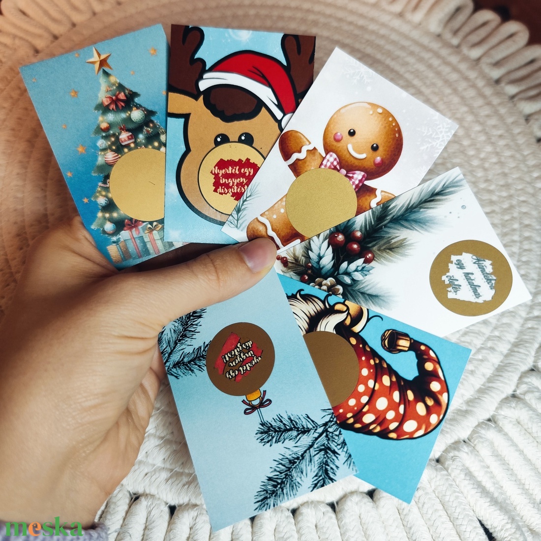 Kaparós kártyák egyedi felirattal a vevőidnek, vendégeidnek, vendégajándék, kollégáknak, kupon, kaparós sorsjegy - karácsony - karácsonyi ajándékozás - karácsonyi képeslap, üdvözlőlap, ajándékkísérő - Meska.hu