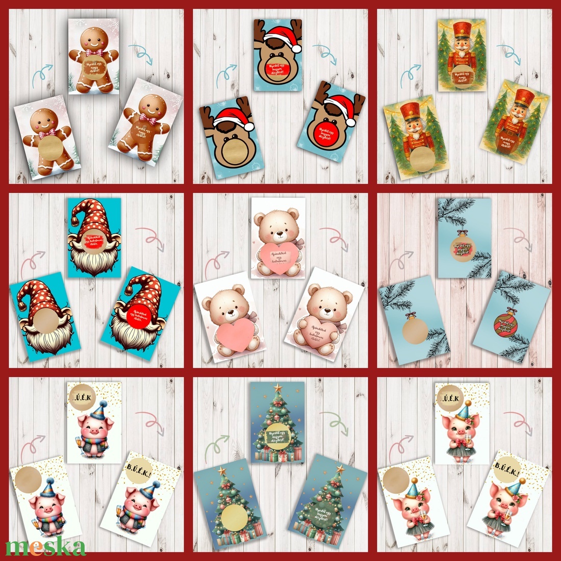Kaparós kártyák egyedi felirattal a vevőidnek, vendégeidnek, vendégajándék, kollégáknak, kupon, kaparós sorsjegy - karácsony - karácsonyi ajándékozás - karácsonyi képeslap, üdvözlőlap, ajándékkísérő - Meska.hu
