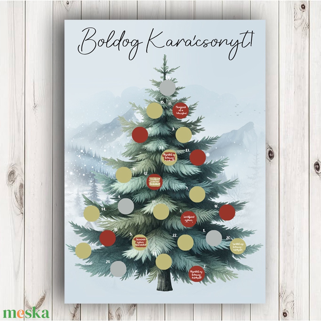 Kaparós adventi naptár, kalandos, 24 kaparófelülettel ellátott élmény adventi naptár - karácsony - adventi díszek - adventi naptár - Meska.hu