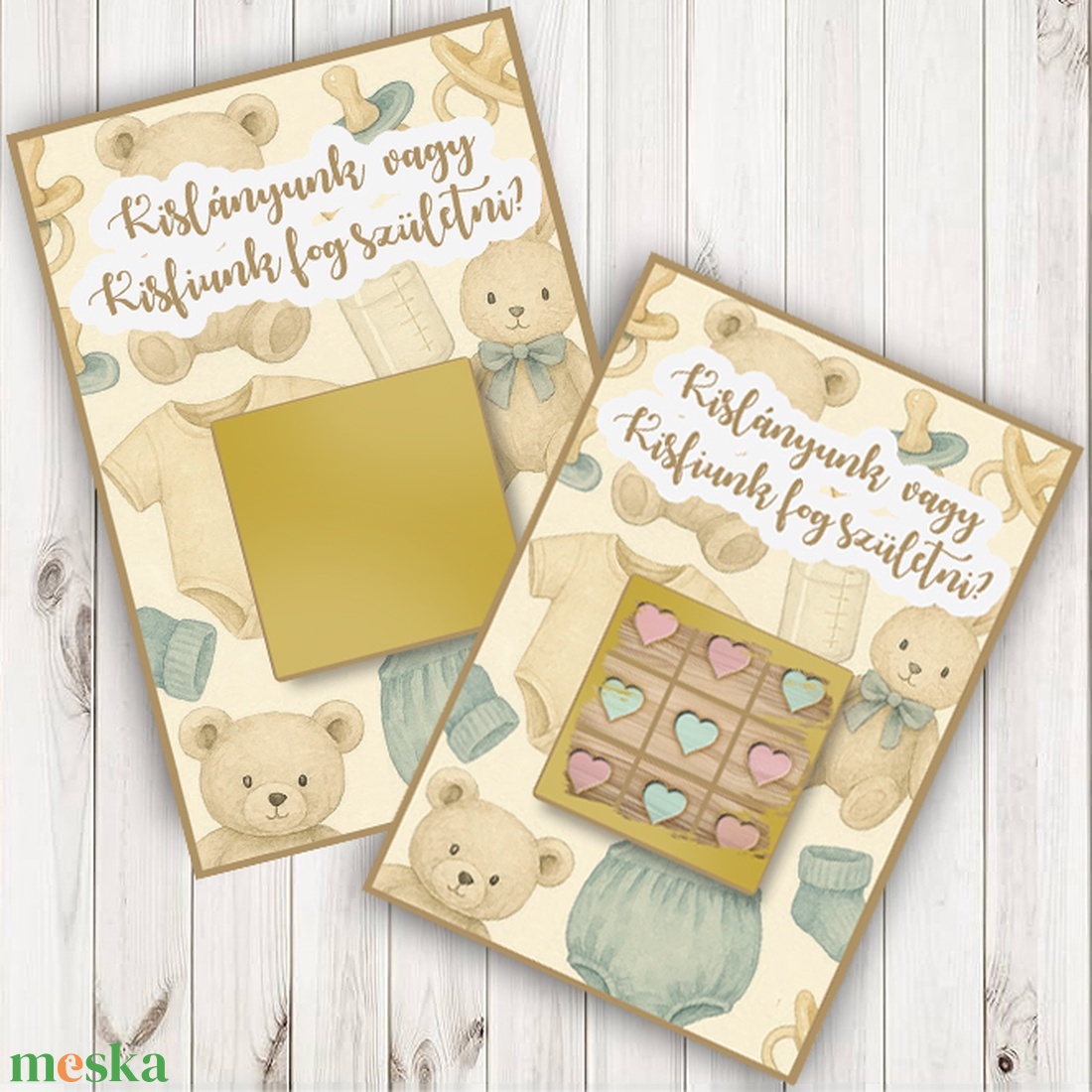 Kisfiú vagy kislány születik? Gender Reveal kaparós kártya, babaváró, babaváró buli, gender reveal party - baba - mama - babaemlékek - bababejelentők - Meska.hu