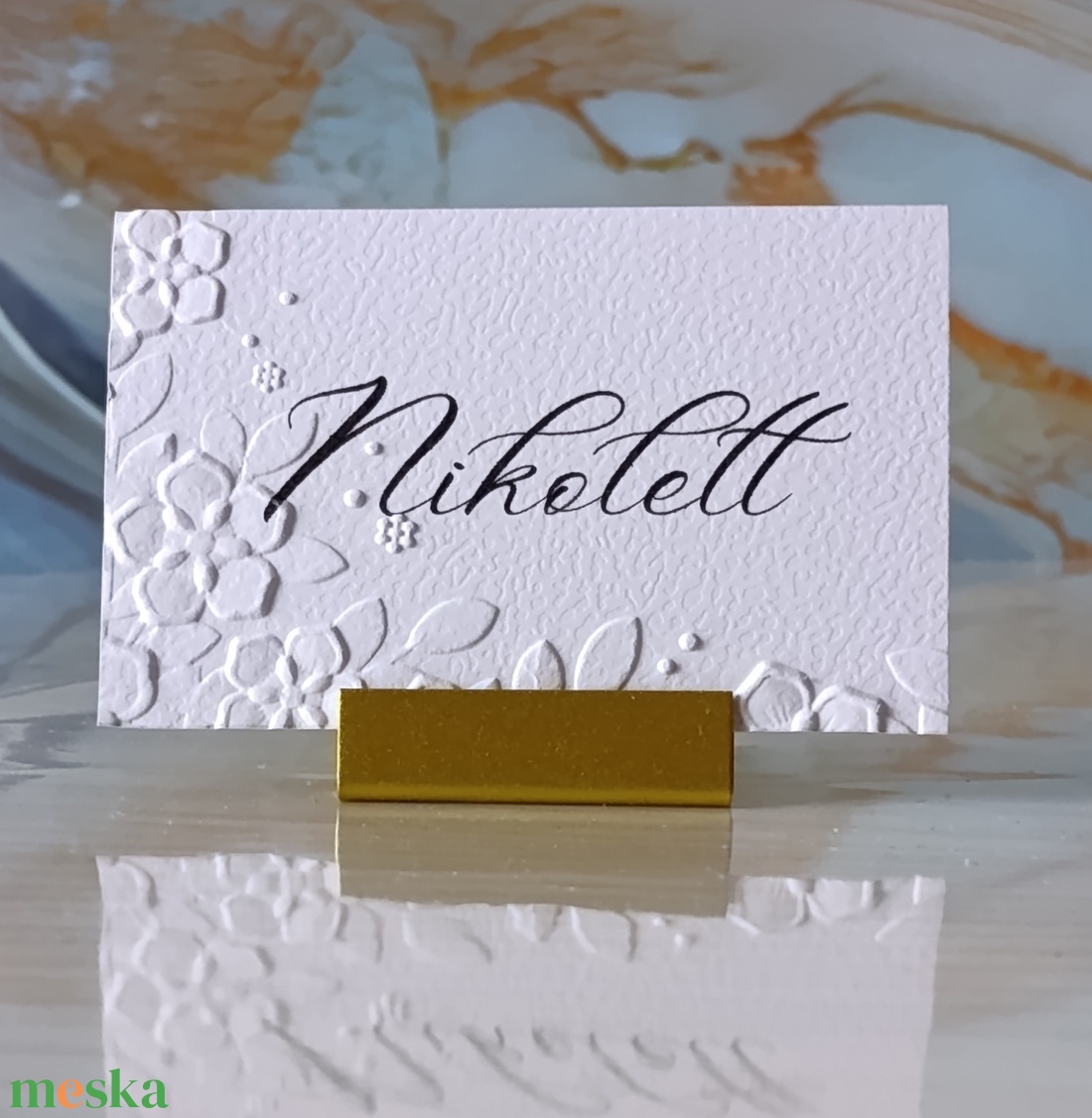 Dombornyomott, esküvői, növényes ültetőkártya, greenery névtábla, ültetőkártya, domborított, levelek, növények - esküvő - meghívó & kártya - ültetési rend - Meska.hu