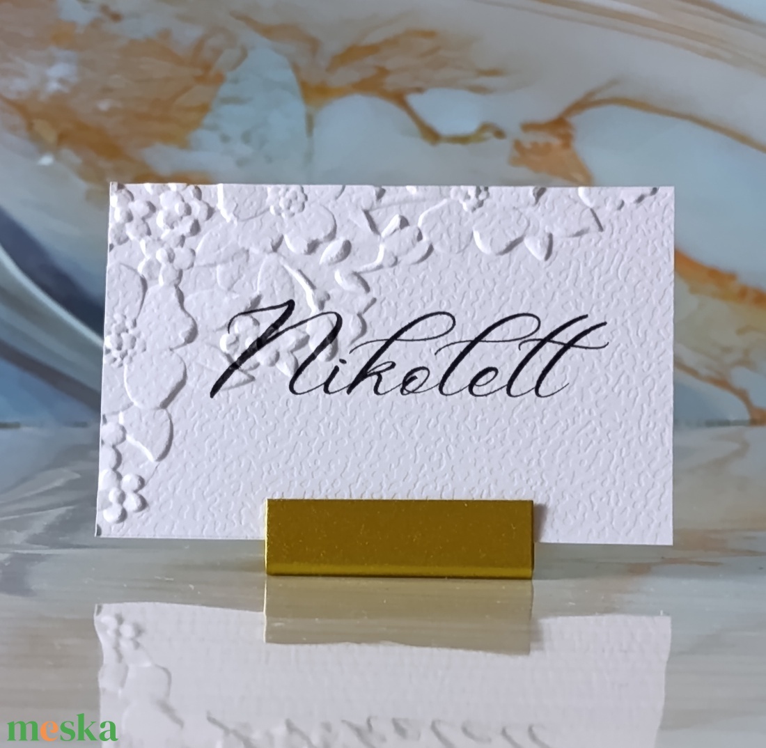 Dombornyomott, esküvői, növényes ültetőkártya, greenery névtábla, ültetőkártya, domborított, levelek, növények - esküvő - meghívó & kártya - ültetési rend - Meska.hu