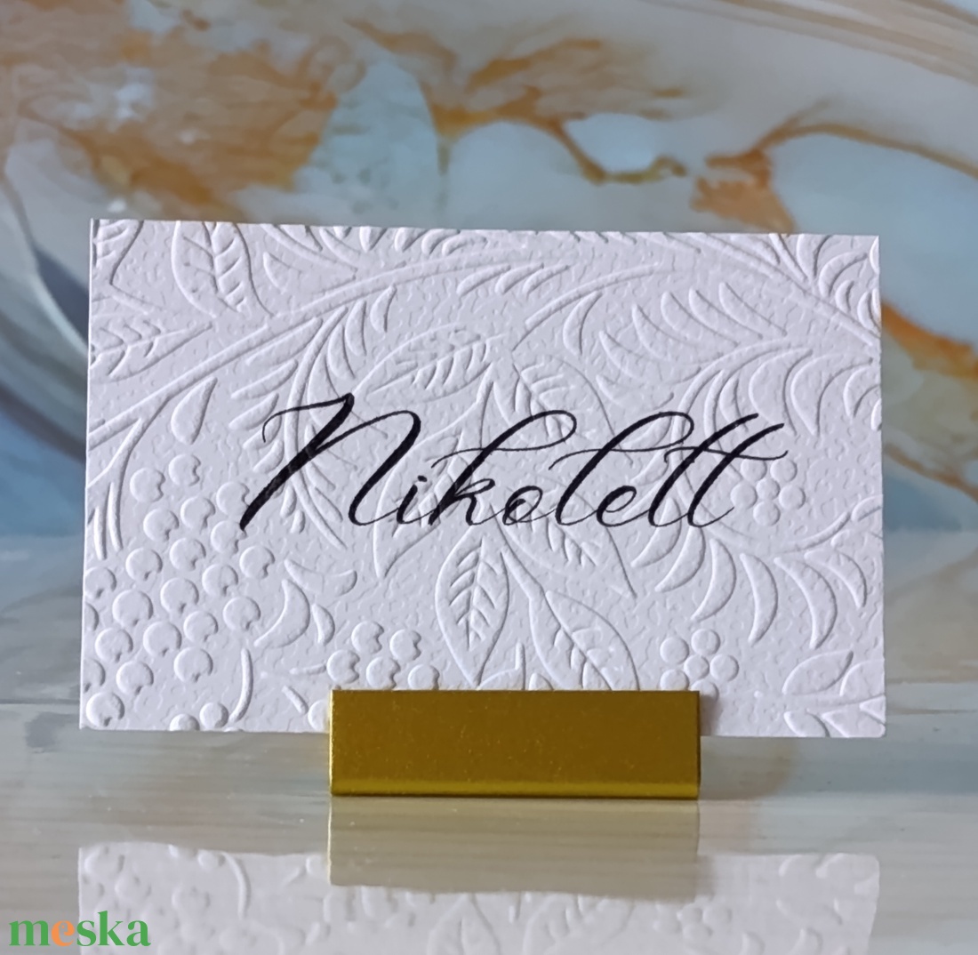 Dombornyomott, esküvői, növényes ültetőkártya, greenery névtábla, ültetőkártya, domborított, levelek, növények - esküvő - meghívó & kártya - ültetési rend - Meska.hu