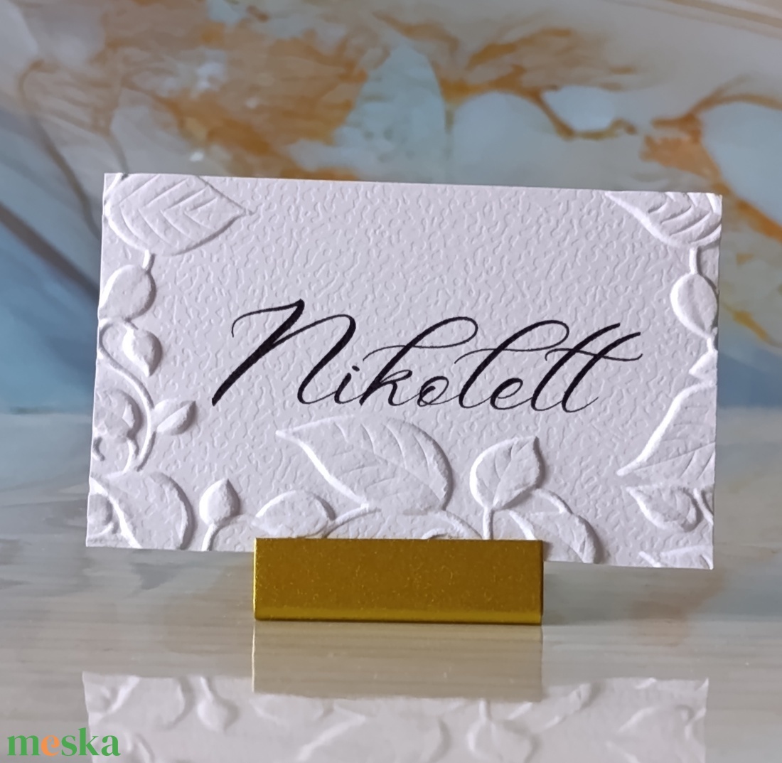 Dombornyomott, esküvői, növényes ültetőkártya, greenery névtábla, ültetőkártya, domborított, levelek, növények - esküvő - meghívó & kártya - ültetési rend - Meska.hu