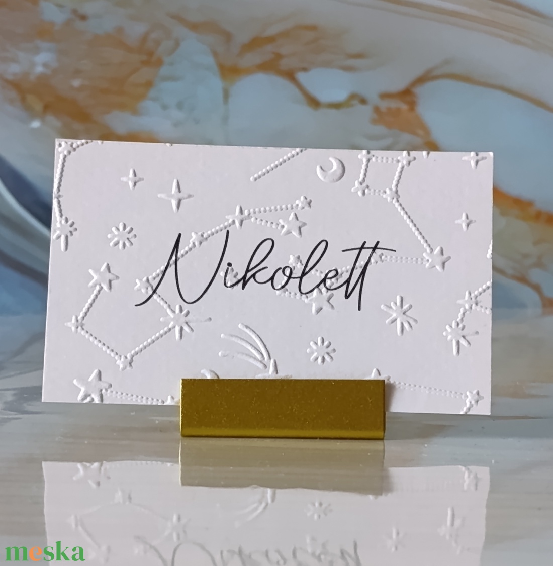 Dombornyomott, esküvői, csillagképes ültetőkártya, csillagos névtábla, ültetőkártya, domborított, csillagok, égbolt - esküvő - meghívó & kártya - ültetési rend - Meska.hu