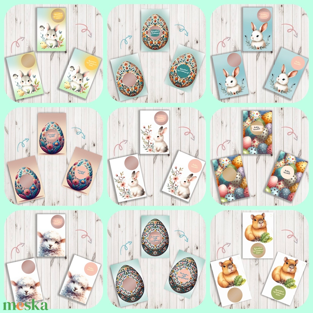 Kaparós kártya tojáskereséshez élményekkel, sorsjegy, húsvéti kupon , kupon, kísérőkártya, képeslap, könyvjelző - otthon & életmód - papír, írószer - ajándékozás kellékei - ajándékkísérő - Meska.hu