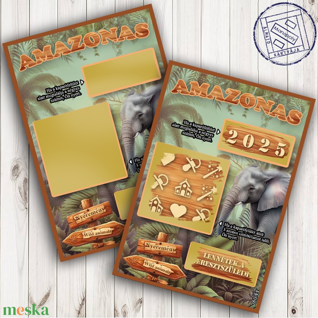 Kaparós keresztszülő felkérő, viaszpecséttel zárható borítékkal, egyedi, felkérő, dzsungel, állatok - otthon & életmód - papír, írószer - ajándékozás kellékei - ajándék sorsjegy - Meska.hu