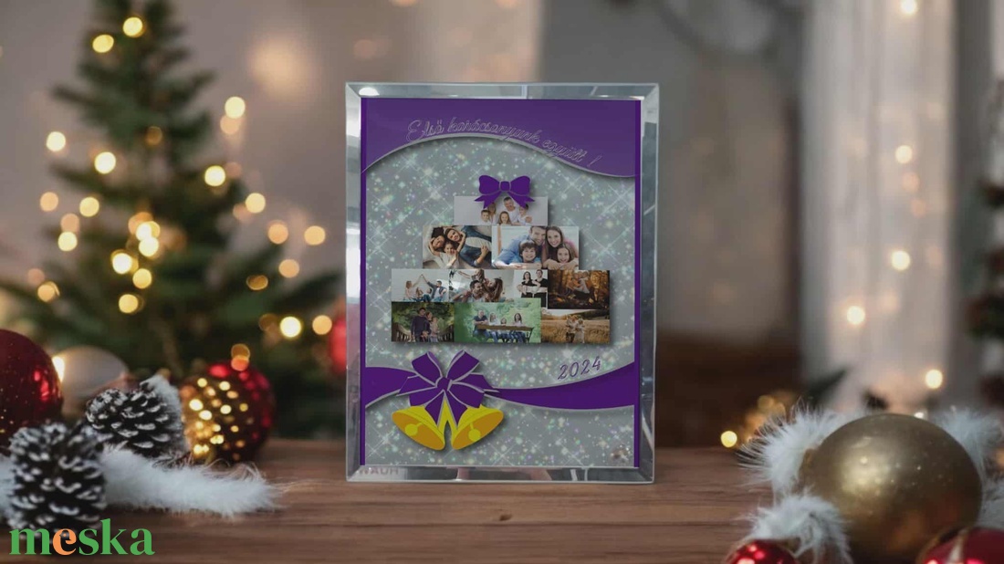 Karácsonyi tükrös szélű fotóüveg - karácsony - karácsonyi lakásdekoráció - ünnepi asztaldekoráció - Meska.hu