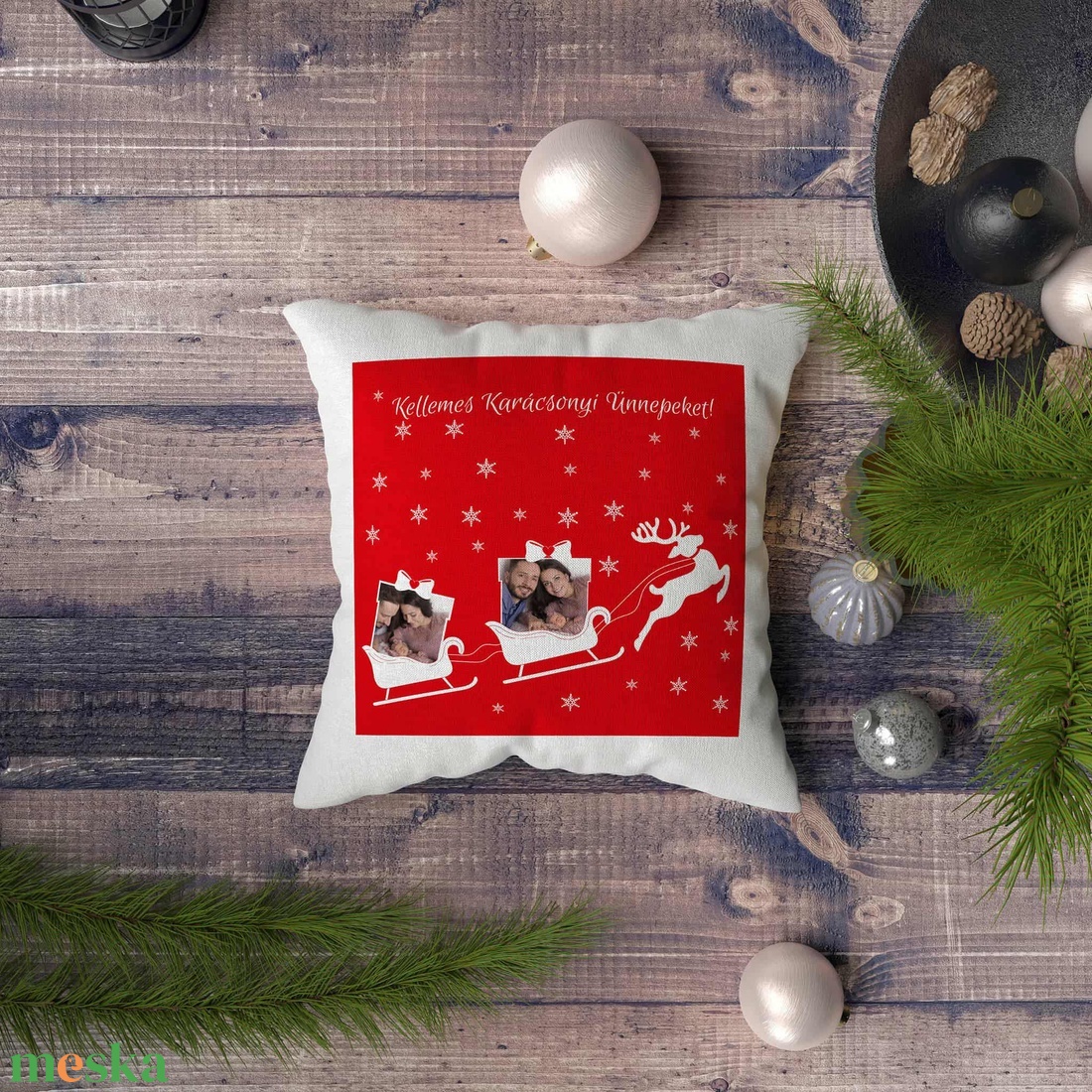 Karácsonyi saját fényképes párna  - otthon & életmód - dekoráció - dísztárgy - Meska.hu