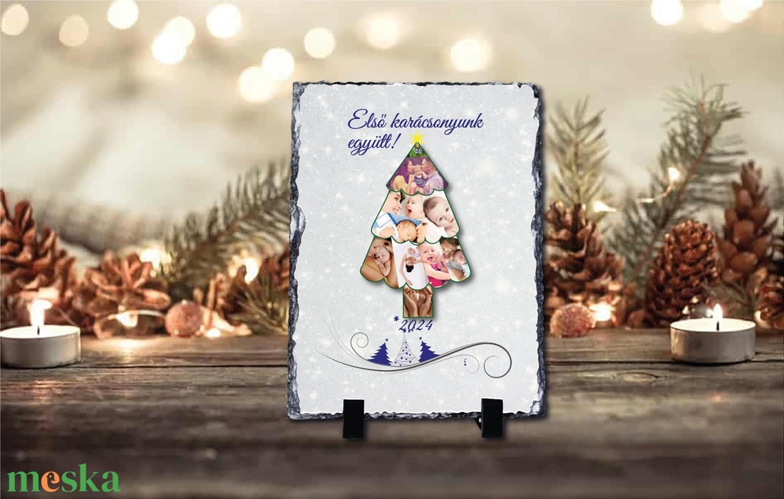 Karácsonyi saját fényképes fotókő  - otthon & életmód - dekoráció - asztal és polc dekoráció - asztaldísz - Meska.hu