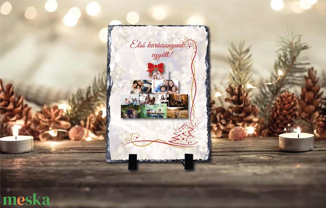 Karácsonyi saját fényképes fotókő  - otthon & életmód - dekoráció - asztal és polc dekoráció - asztaldísz - Meska.hu