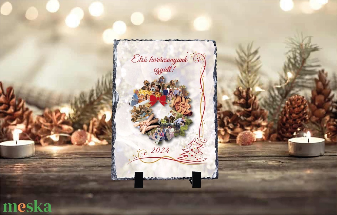 Karácsonyi saját fényképes fotókő  - otthon & életmód - dekoráció - asztal és polc dekoráció - asztaldísz - Meska.hu