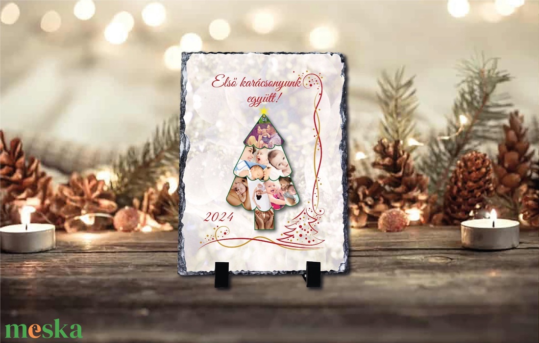 Karácsonyi saját fényképes fotókő  - otthon & életmód - dekoráció - asztal és polc dekoráció - asztaldísz - Meska.hu