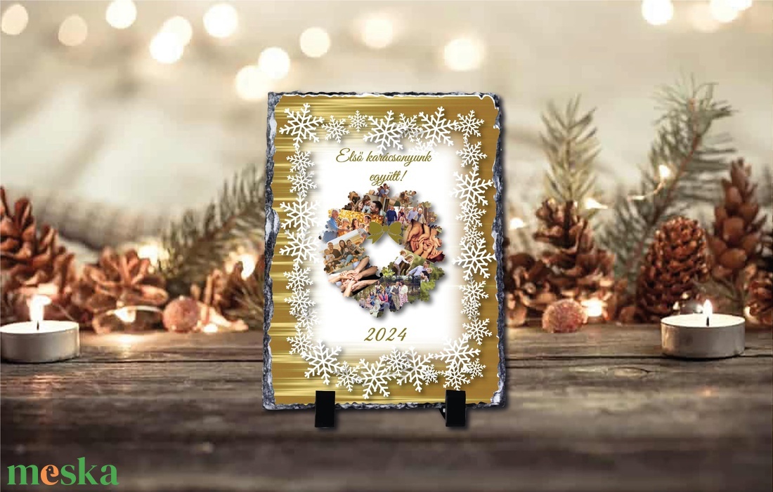 Karácsonyi saját fényképes fotókő  - otthon & életmód - dekoráció - asztal és polc dekoráció - asztaldísz - Meska.hu