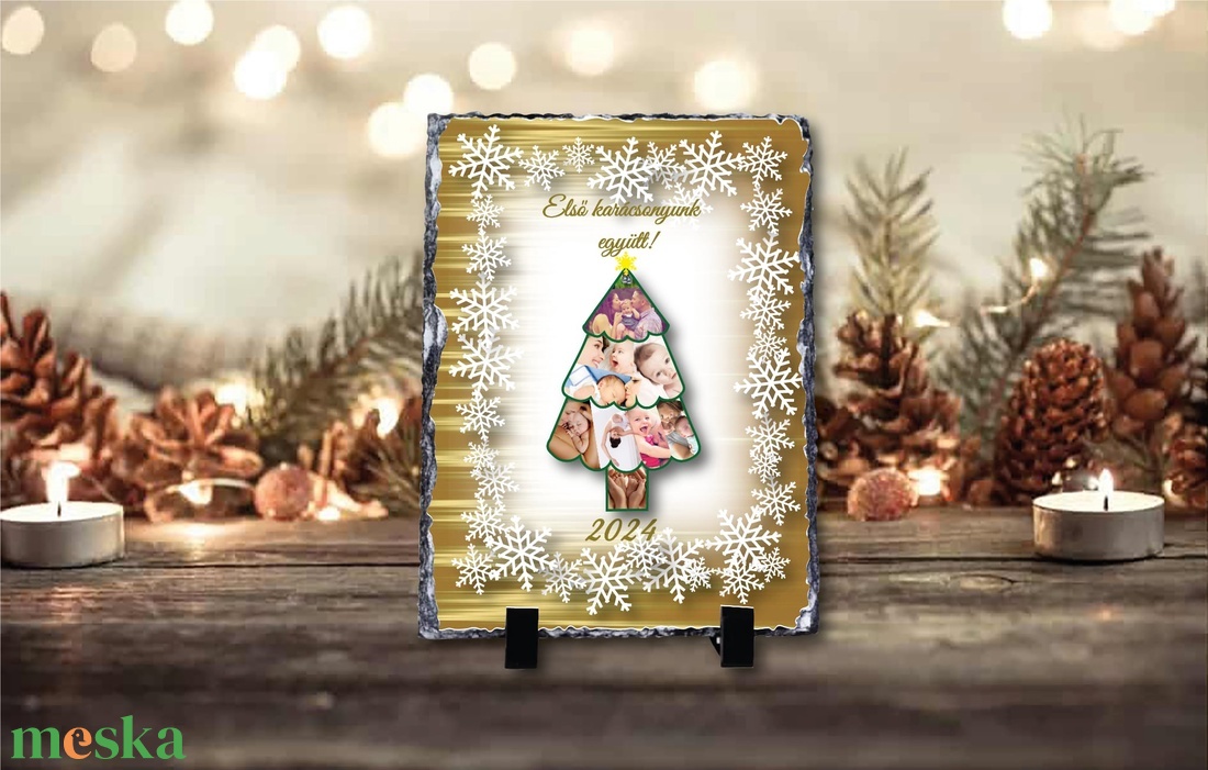 Karácsonyi saját fényképes fotókő  - otthon & életmód - dekoráció - asztal és polc dekoráció - asztaldísz - Meska.hu