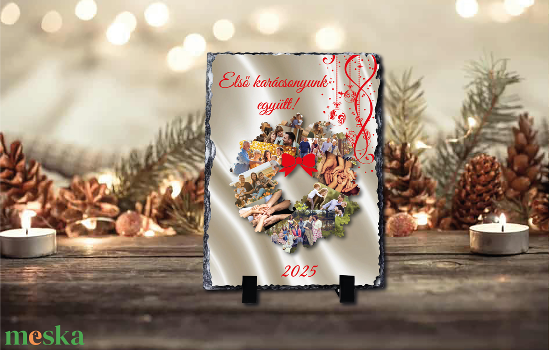 Karácsonyi saját fényképes fotókő  - otthon & életmód - dekoráció - asztal és polc dekoráció - asztaldísz - Meska.hu