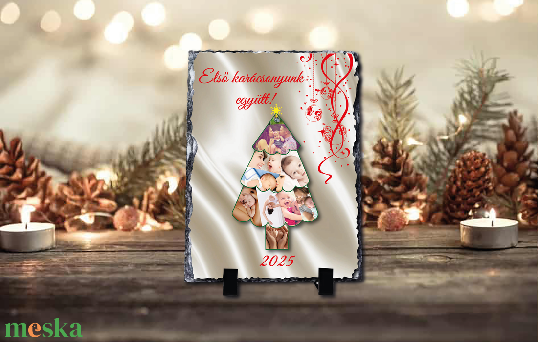 Karácsonyi saját fényképes fotókő  - otthon & életmód - dekoráció - asztal és polc dekoráció - asztaldísz - Meska.hu