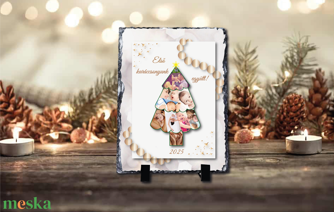 Karácsonyi saját fényképes fotókő  - otthon & életmód - dekoráció - asztal és polc dekoráció - asztaldísz - Meska.hu