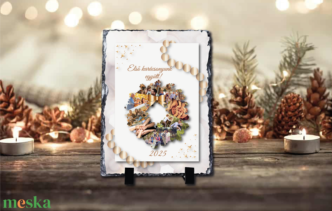 Karácsonyi saját fényképes fotókő  - otthon & életmód - dekoráció - asztal és polc dekoráció - asztaldísz - Meska.hu