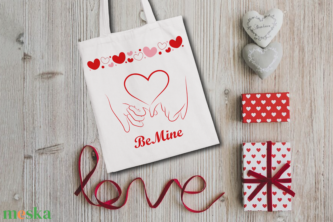 Be mine kéz női vászontáska - táska & tok - bevásárlás & shopper táska - shopper, textiltáska, szatyor - Meska.hu