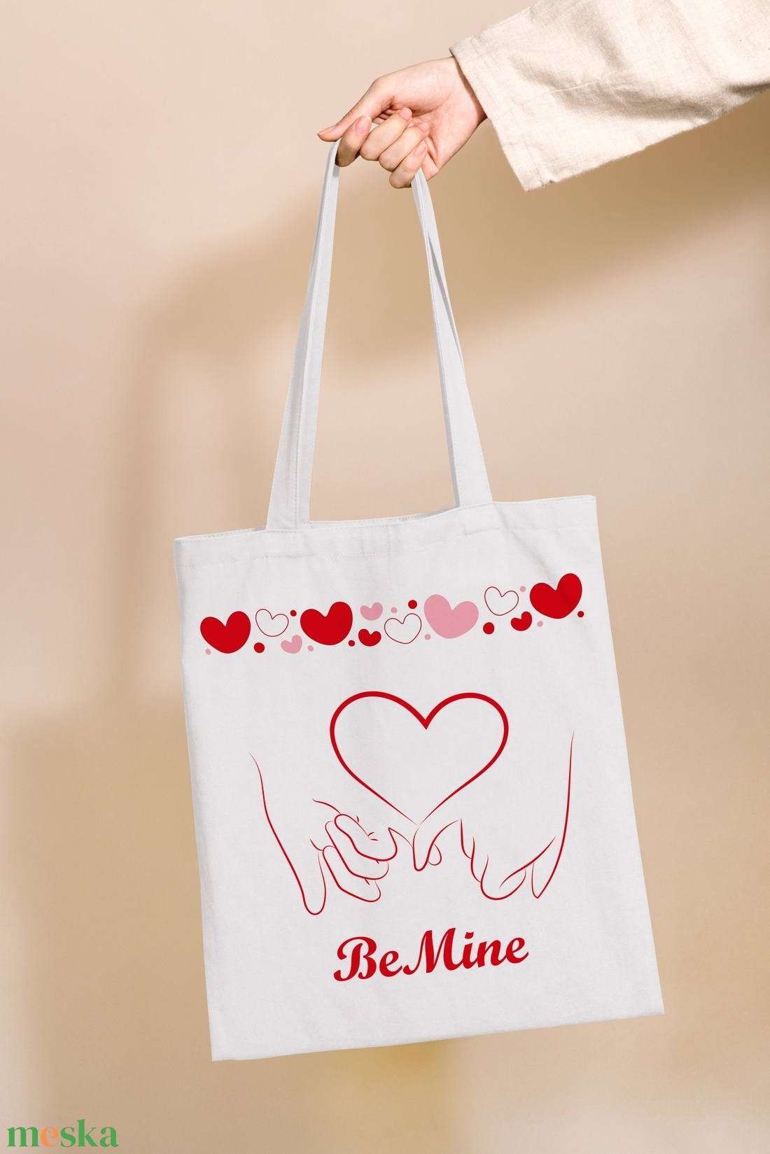 Be mine kéz női vászontáska - táska & tok - bevásárlás & shopper táska - shopper, textiltáska, szatyor - Meska.hu