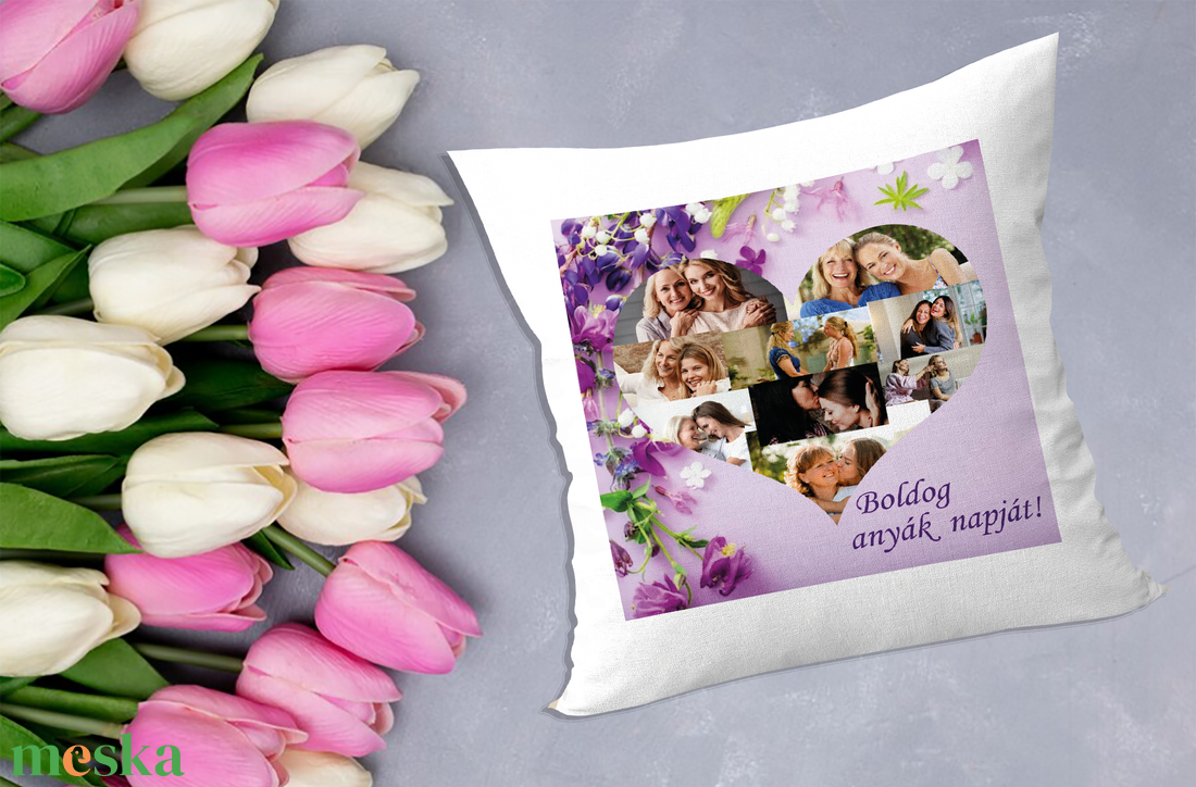Anyáknapi szives fotómontázs párna  - otthon & életmód - lakástextil - párna & párnahuzat - Meska.hu