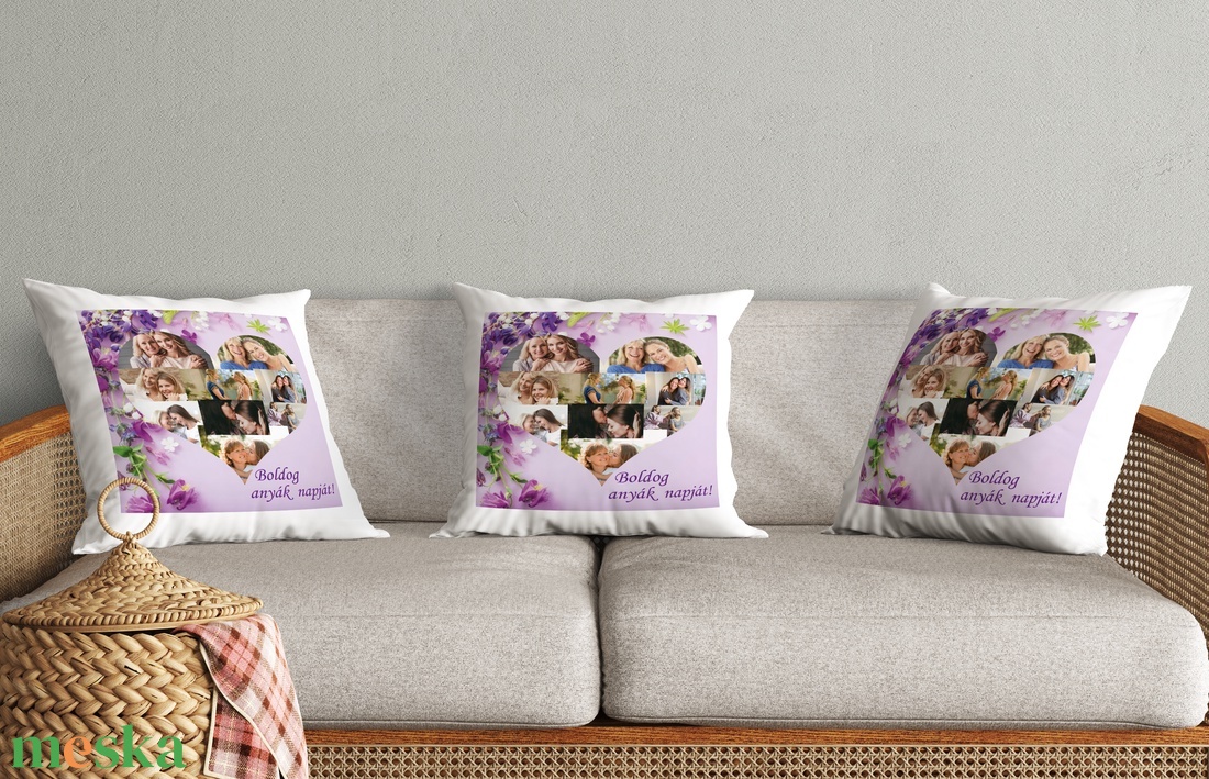 Anyáknapi szives fotómontázs párna  - otthon & életmód - lakástextil - párna & párnahuzat - Meska.hu