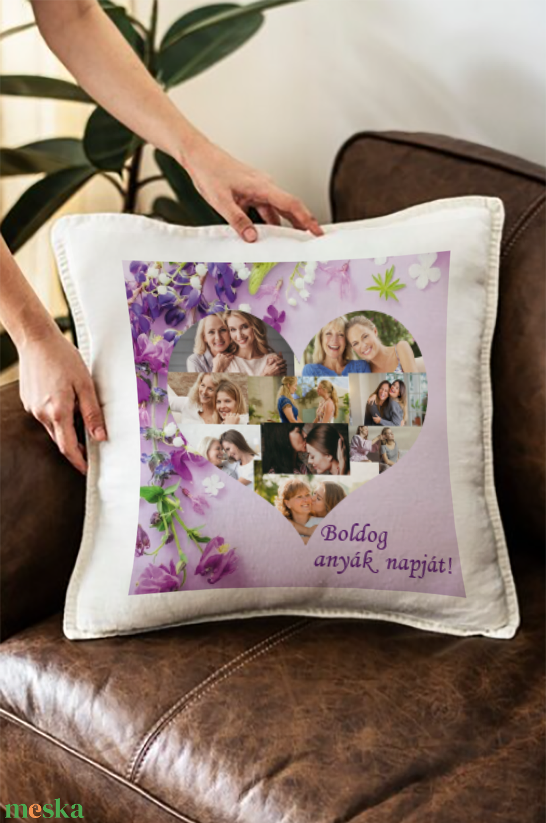 Anyáknapi szives fotómontázs párna  - otthon & életmód - lakástextil - párna & párnahuzat - Meska.hu