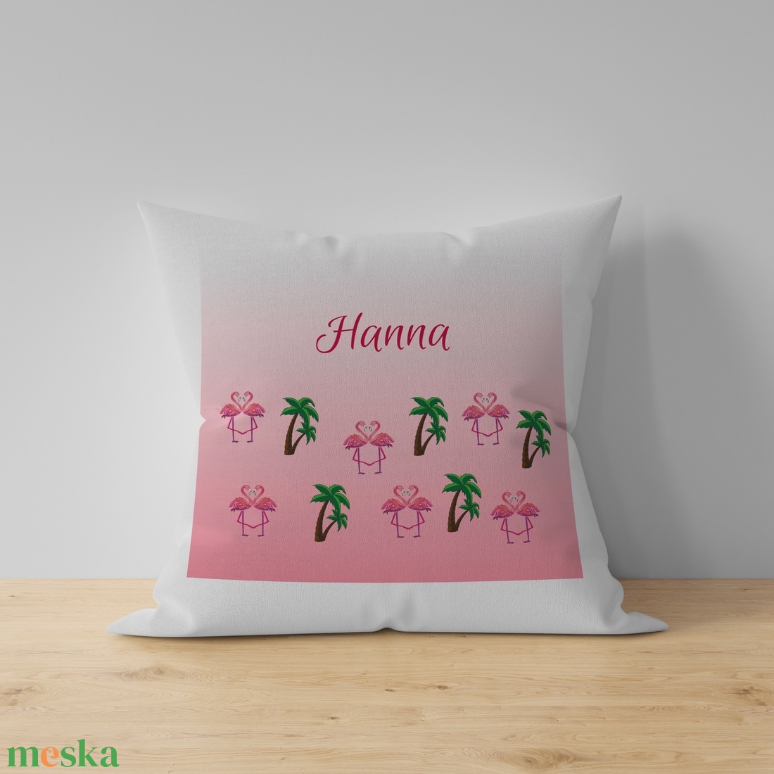  Flamingós, pálmafás ovis párna  - művészet - grafika & illusztráció - digitális - Meska.hu