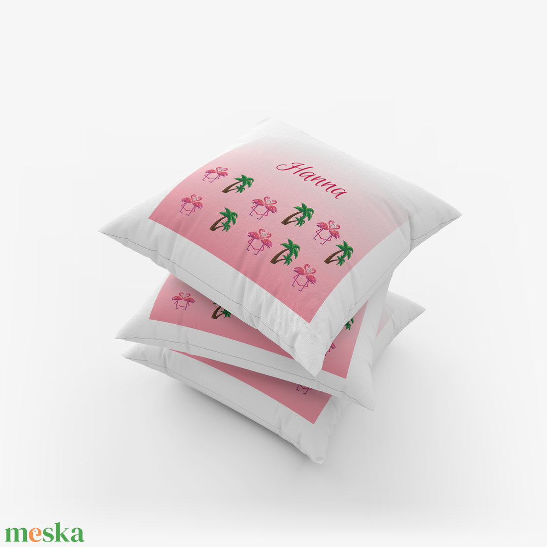  Flamingós, pálmafás ovis párna  - művészet - grafika & illusztráció - digitális - Meska.hu