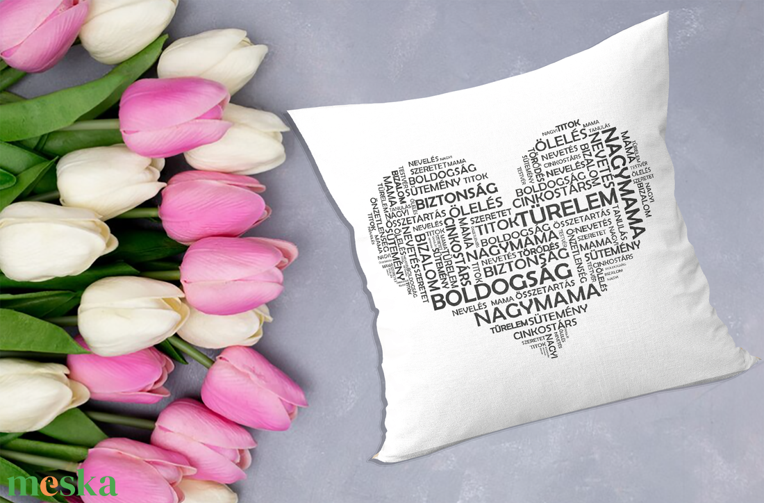 Anyák-napi szív betűből párna (Nagymama) - otthon & életmód - lakástextil - párna & párnahuzat - Meska.hu