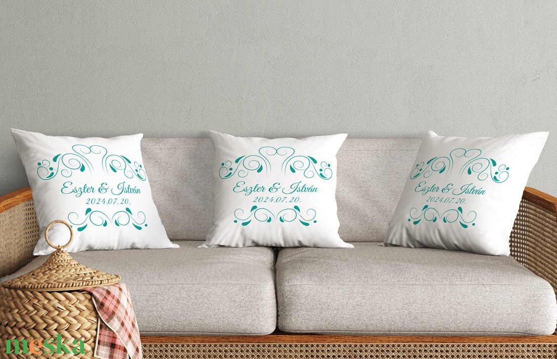  Esküvői párna zöld mintás - művészet - grafika & illusztráció - digitális - Meska.hu